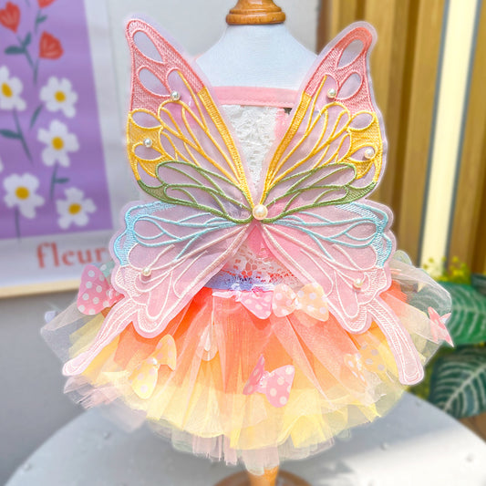 Butterfly Tutu Dress for Dogs & Cats - Summer Pet Princess Gown with Lace Wings and Layered Tulle Skirt(XL) V888-ELOSUNG34935