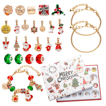 Golden 24-Day DIY Christmas Advent Calendar Jewelry Ki V888-ELOSUNG34938
