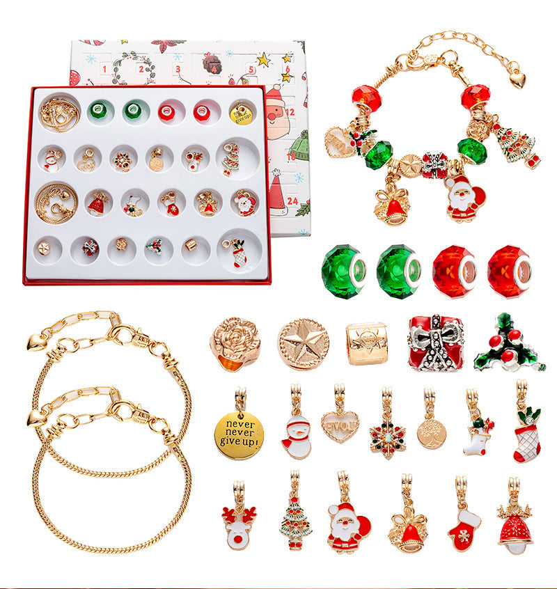 Golden 24-Day DIY Christmas Advent Calendar Jewelry Ki V888-ELOSUNG34938