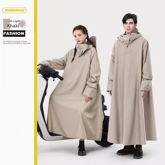 Khaki Long Full-Body Waterproof Raincoat for Electric Scooters & Motorcycles - Men's and Women's Riding V888-ELOSUNG34948
