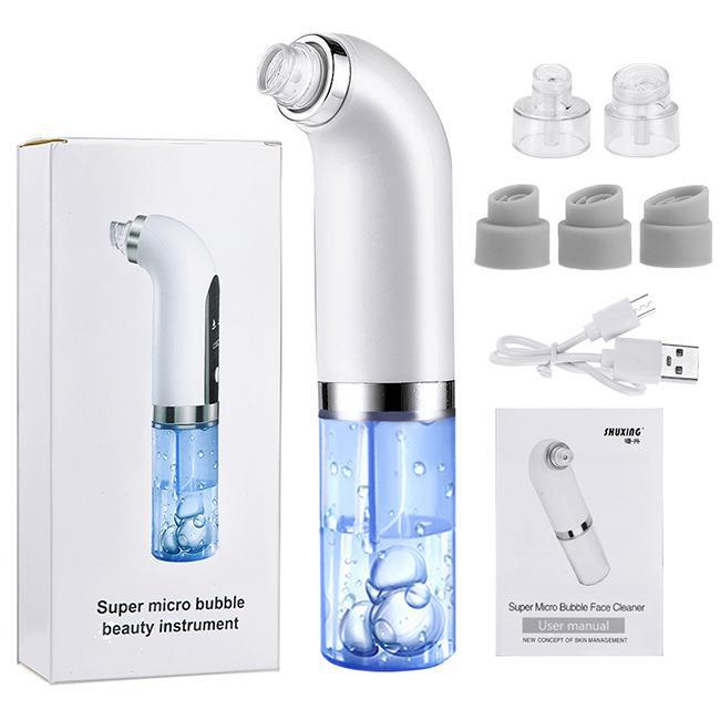 White Hydro-Dermabrasion Blackhead Remover Vacuum - Rechargeable Pore Cleanser & Oxygen Infusion Device V888-ELOSUNG34966
