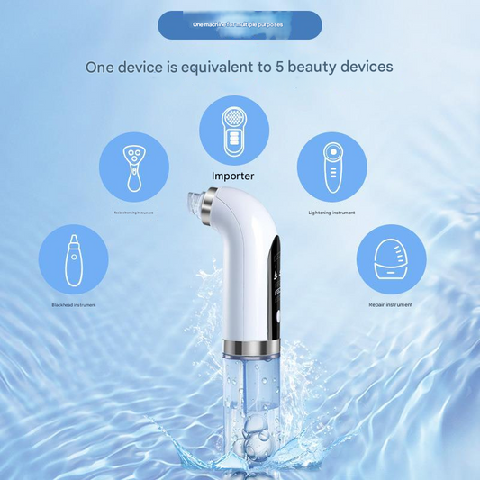 White Hydro-Dermabrasion Blackhead Remover Vacuum - Rechargeable Pore Cleanser & Oxygen Infusion Device V888-ELOSUNG34966