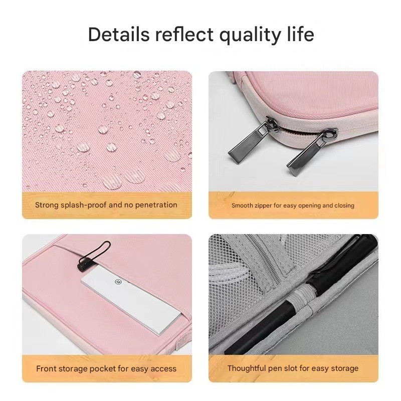 Pink 360 degrees Protective Laptop & Tablet Sleeve with Accessory Organizer - Water-Repellent Carrying Case V888-ELOSUNG34969
