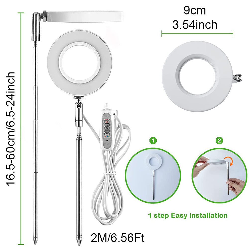White Full Spectrum LED Grow Light with Telescopic Stake for Indoor Plants V888-ELOSUNG34973