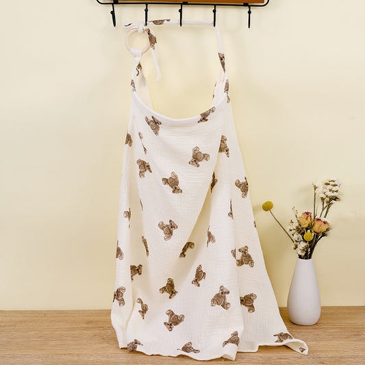 Single bear Soft Muslin Cotton Nursing Cover - Breathable Breastfeeding Apron for Privacy V888-ELOSUNG34978