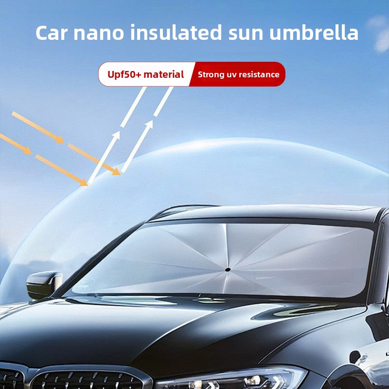 Small size Foldable Car Windshield Sun Shade Umbrella - Ultimate UV & Heat Blocker for Interior Protection V888-ELOSUNG34983