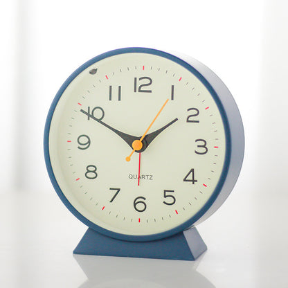 Blue Minimalist Silent Alarm Clock with Night Light - Non-Ticking Analogue Bedside & Desk Clock V888-ELOSUNG34984