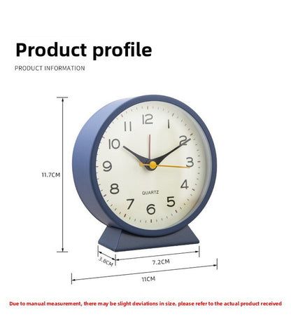 Blue Minimalist Silent Alarm Clock with Night Light - Non-Ticking Analogue Bedside & Desk Clock V888-ELOSUNG34984