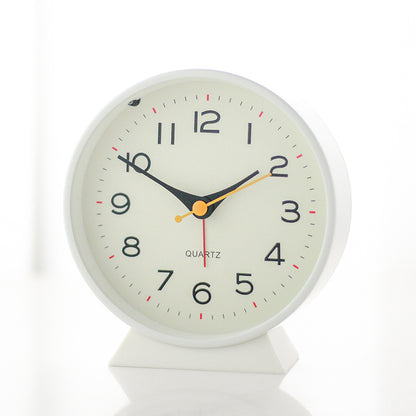 White Minimalist Silent Alarm Clock with Night Light - Non-Ticking Analogue Bedside & Desk Clock V888-ELOSUNG34985