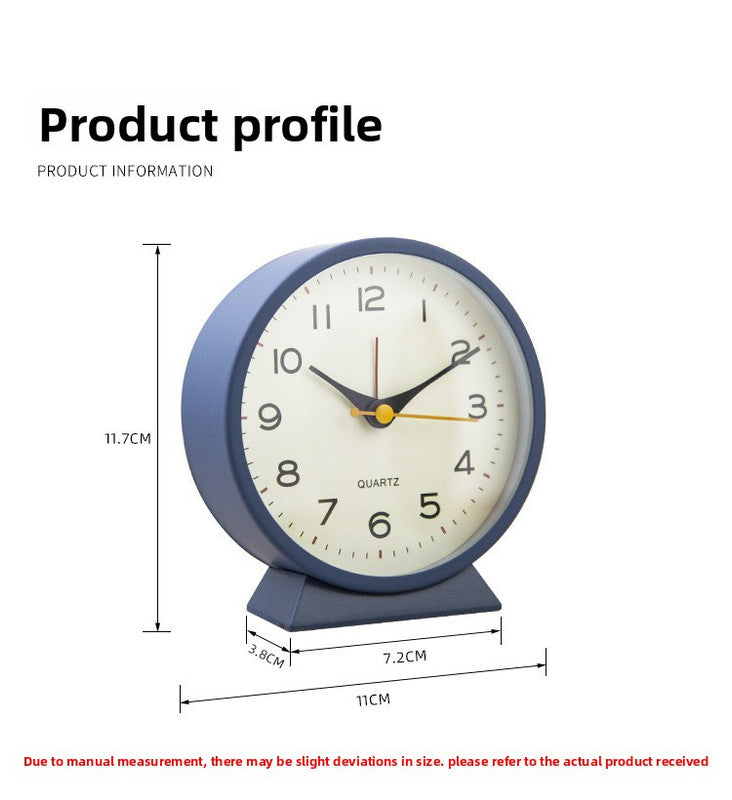 White Minimalist Silent Alarm Clock with Night Light - Non-Ticking Analogue Bedside & Desk Clock V888-ELOSUNG34985