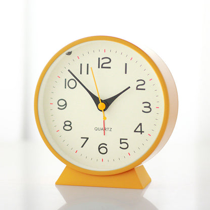 Orange Minimalist Silent Alarm Clock with Night Light - Non-Ticking Analogue Bedside & Desk Clock V888-ELOSUNG34986