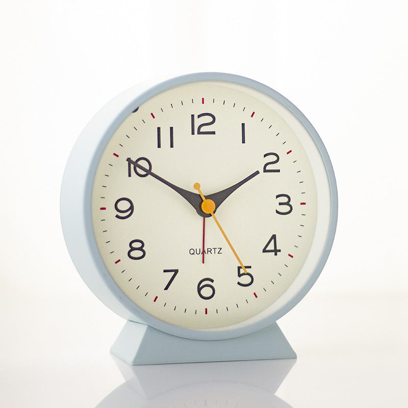 Light blue Minimalist Silent Alarm Clock with Night Light - Non-Ticking Analogue Bedside & Desk Clock V888-ELOSUNG34990