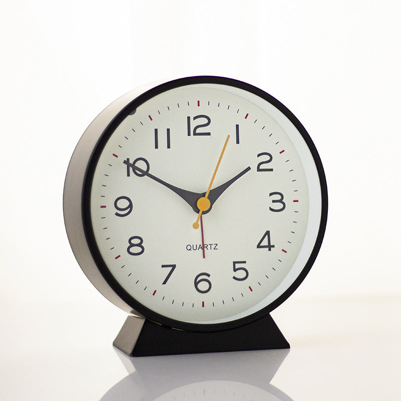 Black Minimalist Silent Alarm Clock with Night Light - Non-Ticking Analogue Bedside & Desk Clock V888-ELOSUNG34991