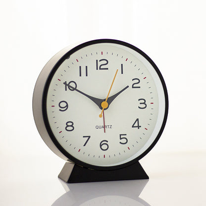 Black Minimalist Silent Alarm Clock with Night Light - Non-Ticking Analogue Bedside & Desk Clock V888-ELOSUNG34991