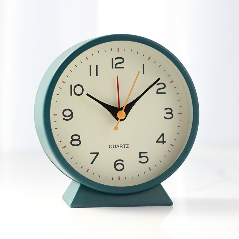 Dark green Minimalist Silent Alarm Clock with Night Light - Non-Ticking Analogue Bedside & Desk Clock V888-ELOSUNG34992