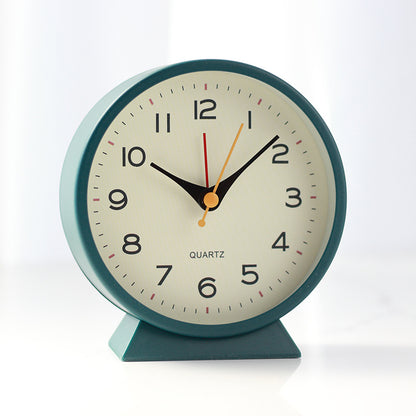 Dark green Minimalist Silent Alarm Clock with Night Light - Non-Ticking Analogue Bedside & Desk Clock V888-ELOSUNG34992