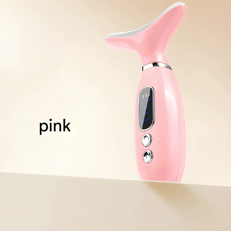 Multi-Functional Neck & Face Beauty Massager - Constant Heat, Ion Infusion & Sonic Vibration(pink) V888-ELOSUNG35009