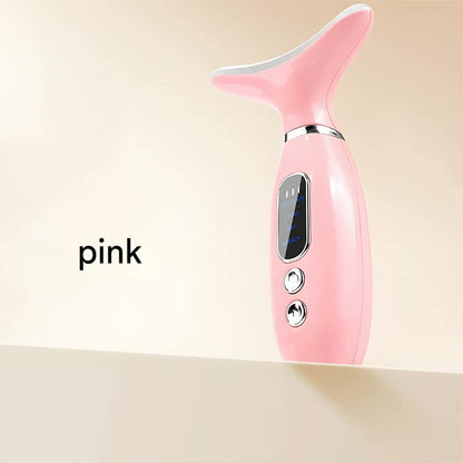 Multi-Functional Neck & Face Beauty Massager - Constant Heat, Ion Infusion & Sonic Vibration(pink) V888-ELOSUNG35009
