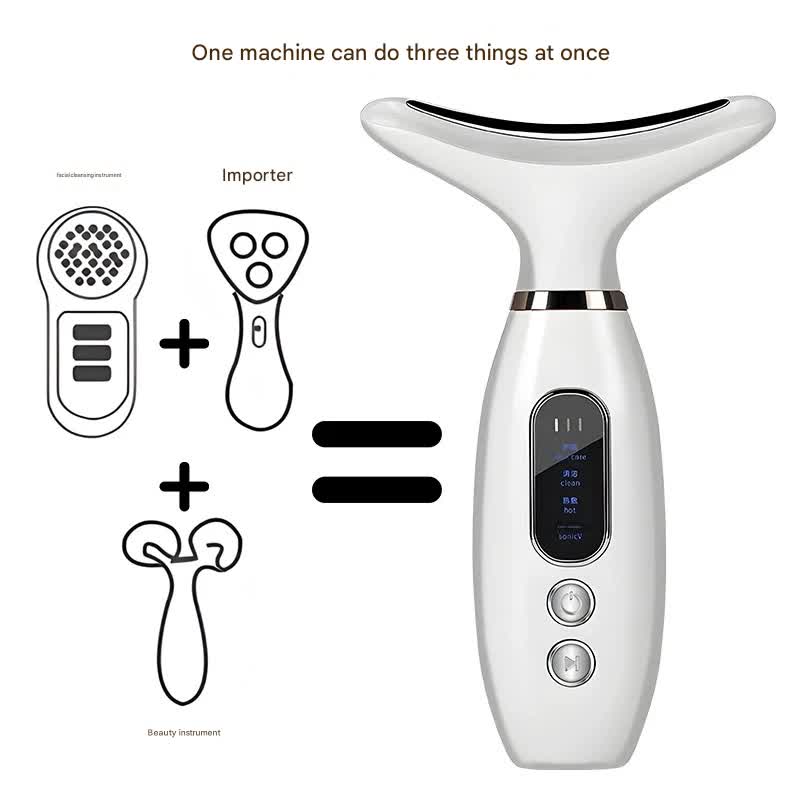 Multi-Functional Neck & Face Beauty Massager - Constant Heat, Ion Infusion & Sonic Vibration(pink) V888-ELOSUNG35009