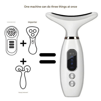 Multi-Functional Neck & Face Beauty Massager - Constant Heat, Ion Infusion & Sonic Vibration(pink) V888-ELOSUNG35009