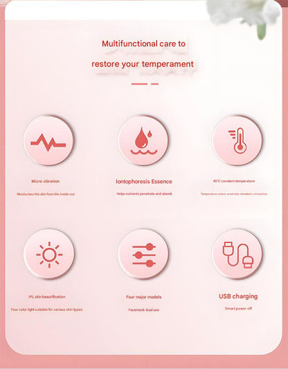 Multi-Functional Neck & Face Beauty Massager - Constant Heat, Ion Infusion & Sonic Vibration(pink) V888-ELOSUNG35009