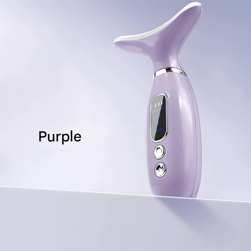 Multi-Functional Neck & Face Beauty Massager - Constant Heat, Ion Infusion & Sonic Vibration(purple) V888-ELOSUNG35011