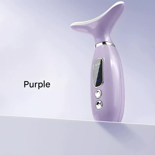 Multi-Functional Neck & Face Beauty Massager - Constant Heat, Ion Infusion & Sonic Vibration(purple) V888-ELOSUNG35011