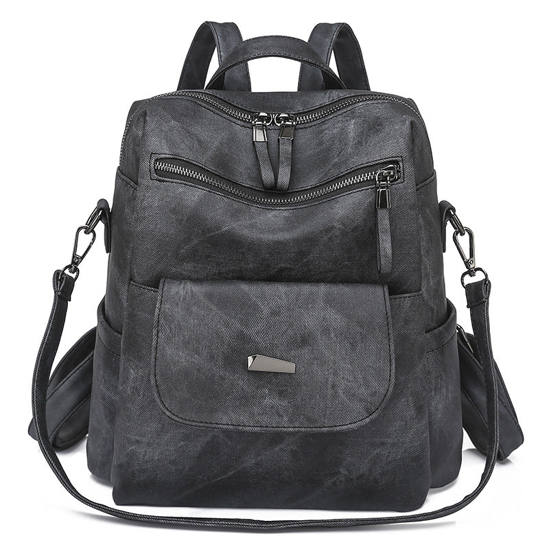 Stylish Women's PU Leather Backpack - Versatile Shoulder Bag with Multiple Pockets(black) V888-ELOSUNG35016