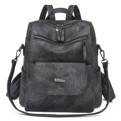 Stylish Women's PU Leather Backpack - Versatile Shoulder Bag with Multiple Pockets(black) V888-ELOSUNG35016