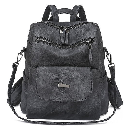 Stylish Women's PU Leather Backpack - Versatile Shoulder Bag with Multiple Pockets(black) V888-ELOSUNG35016