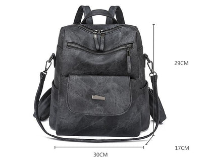 Stylish Women's PU Leather Backpack - Versatile Shoulder Bag with Multiple Pockets(black) V888-ELOSUNG35016