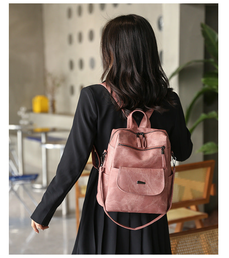 Stylish Women's PU Leather Backpack - Versatile Shoulder Bag with Multiple Pockets(black) V888-ELOSUNG35016
