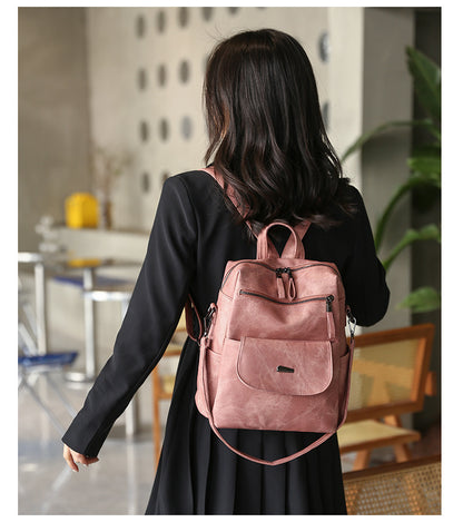 Stylish Women's PU Leather Backpack - Versatile Shoulder Bag with Multiple Pockets(black) V888-ELOSUNG35016
