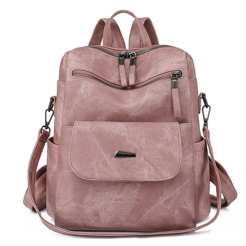 Stylish Women's PU Leather Backpack - Versatile Shoulder Bag with Multiple Pockets(Pink) V888-ELOSUNG35017