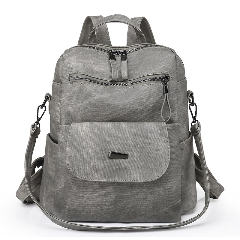 Stylish Women's PU Leather Backpack - Versatile Shoulder Bag with Multiple Pockets(Gray) V888-ELOSUNG35018