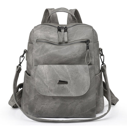 Stylish Women's PU Leather Backpack - Versatile Shoulder Bag with Multiple Pockets(Gray) V888-ELOSUNG35018