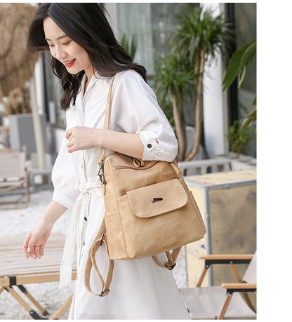 Stylish Women's PU Leather Backpack - Versatile Shoulder Bag with Multiple Pockets(Gray) V888-ELOSUNG35018