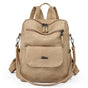 Stylish Women's PU Leather Backpack - Versatile Shoulder Bag with Multiple Pockets(Khaki) V888-ELOSUNG35021