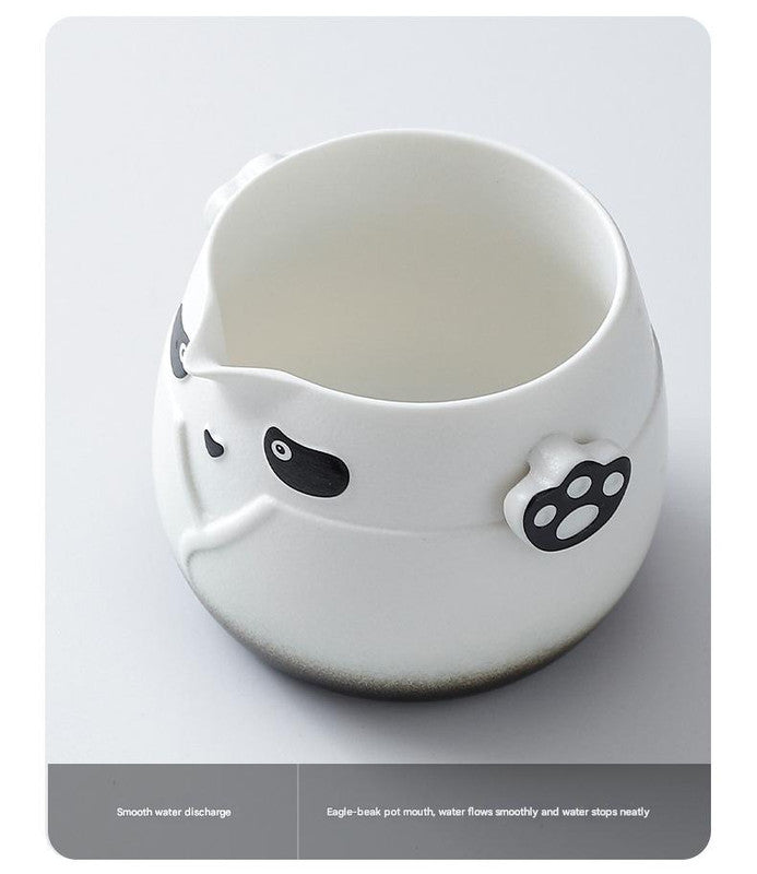 Adorable Panda Design Ceramic Tea Infuser Mug Set - 310ml Travel Crackle Glaze Cup with Lid & Strainer(green) V888-ELOSUNG35025