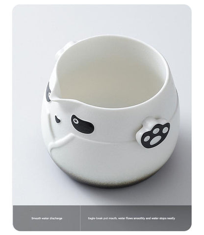 Adorable Panda Design Ceramic Tea Infuser Mug Set - 310ml Travel Crackle Glaze Cup with Lid & Strainer(orange) V888-ELOSUNG35028