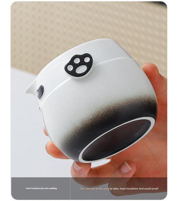 Adorable Panda Design Ceramic Tea Infuser Mug Set - 310ml Travel Crackle Glaze Cup with Lid & Strainer(orange) V888-ELOSUNG35028