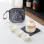 Portable Ceramic Travel Tea Set - One Pot Three Cups with Carrying Case, Elegant Frosted Finish(white) V888-ELOSUNG35036
