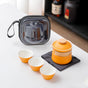 Portable Ceramic Travel Tea Set - One Pot Three Cups with Carrying Case, Elegant Frosted Finish(yellow) V888-ELOSUNG35039