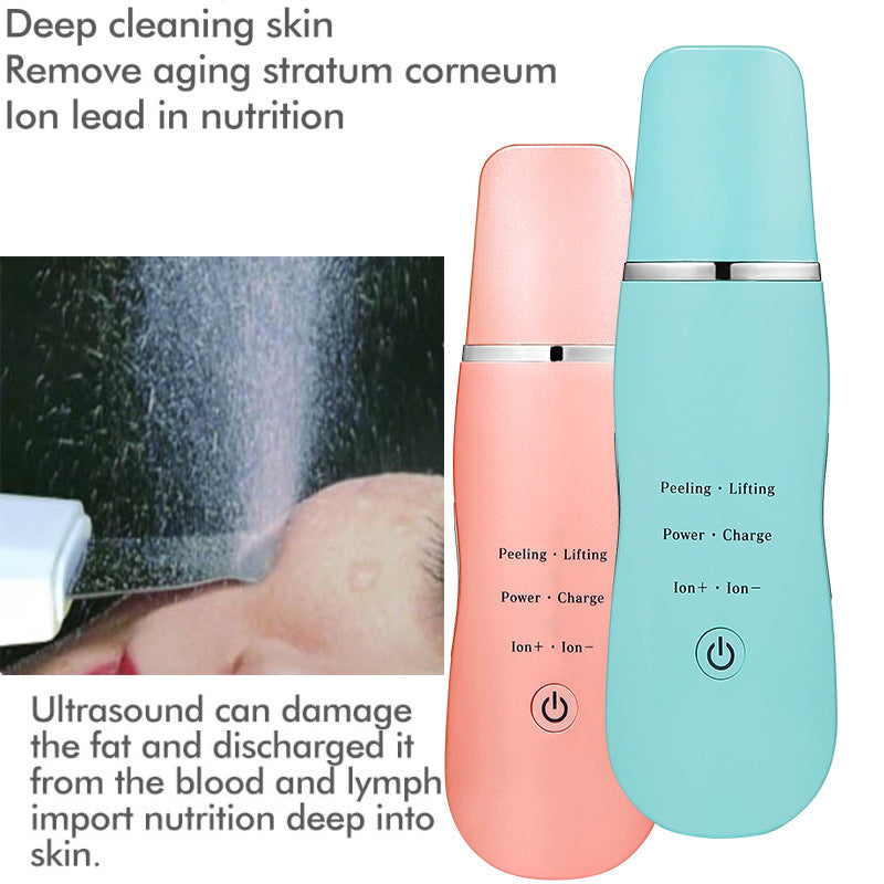 Ultrasonic Skin Scrubber - Deep Cleansing, Peeling, Lifting & Ion Infusion Facial Spatula(white) V888-ELOSUNG35040