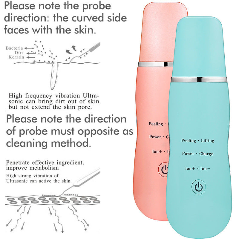 Ultrasonic Skin Scrubber - Deep Cleansing, Peeling, Lifting & Ion Infusion Facial Spatula(white) V888-ELOSUNG35040