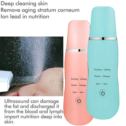 Ultrasonic Skin Scrubber - Deep Cleansing, Peeling, Lifting & Ion Infusion Facial Spatula(pink) V888-ELOSUNG35041