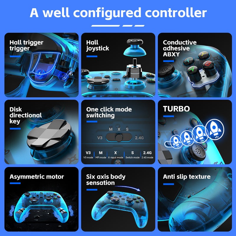 G6 Pro Wireless Gaming Controller - Hall Joysticks & Triggers, Multi-Platform, Six-Axis Gyro, Turbo & V888-ELOSUNG35111