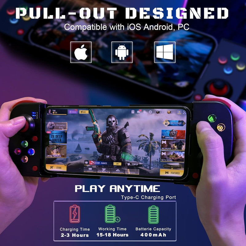 Portable Telescopic Mobile Game Controller - Bluetooth 5.0, iOS/Android/PC Compatible, 400mAh Battery(blue) V888-ELOSUNG35113