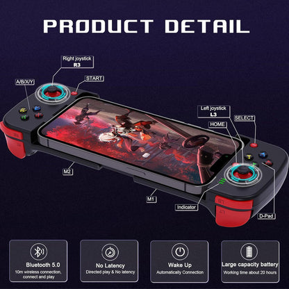 Portable Telescopic Mobile Game Controller - Bluetooth 5.0, iOS/Android/PC Compatible, 400mAh Battery(blue V888-ELOSUNG35117
