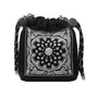 Chic Drawstring Bucket Bag with Intricate Print - Adjustable Rope Strap, Lightweight Fabric(Black) V888-ELOSUNG35120